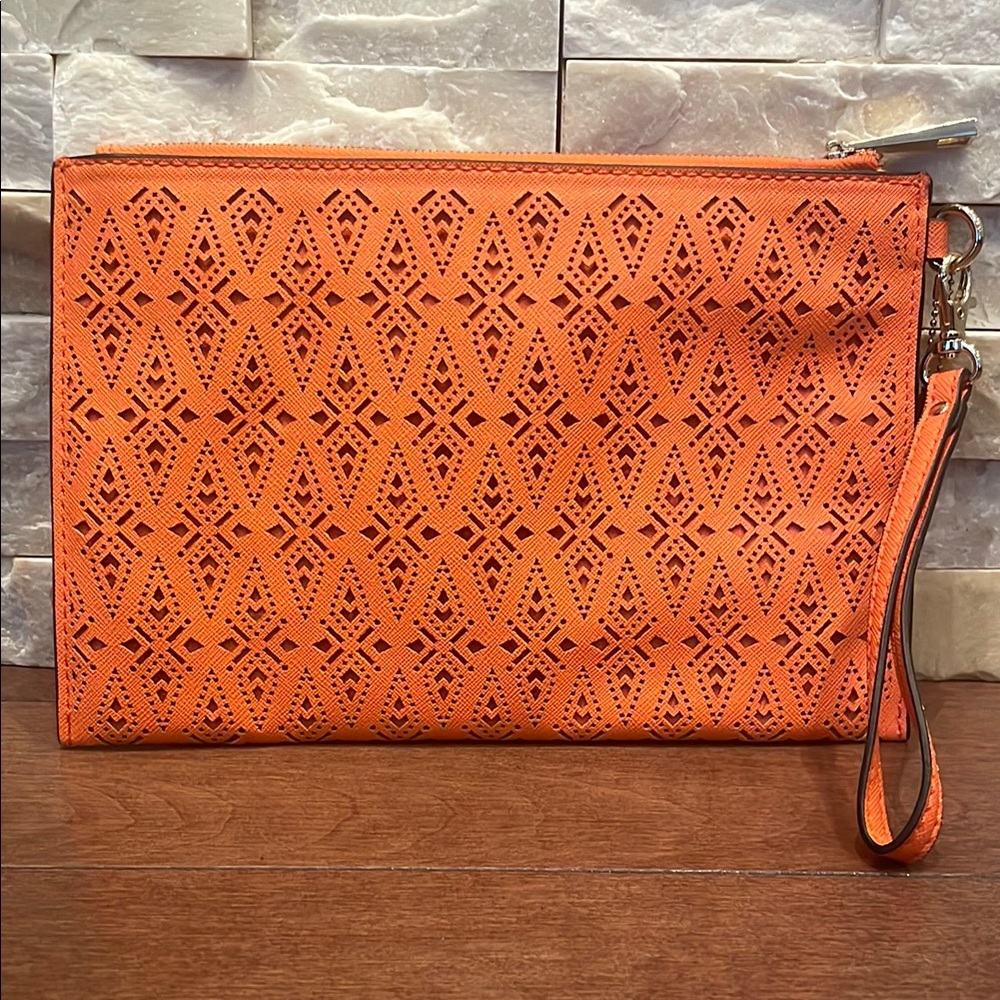 ALDO Orange Laser-Cut Clutch
